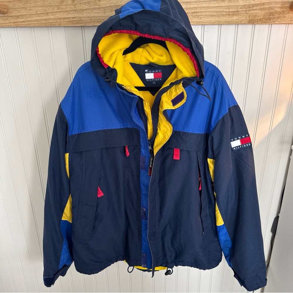 Blue and Yellow Hooded Jacket